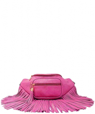 Designer Chic Fringe Waist Bag KL088 FUSHIA